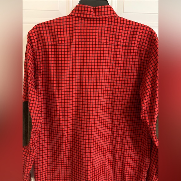 Ralph Lauren Sport Polo Shirt Size 6 Red Black Check Flannel Suede Elbow Patches - Picture 5 of 10